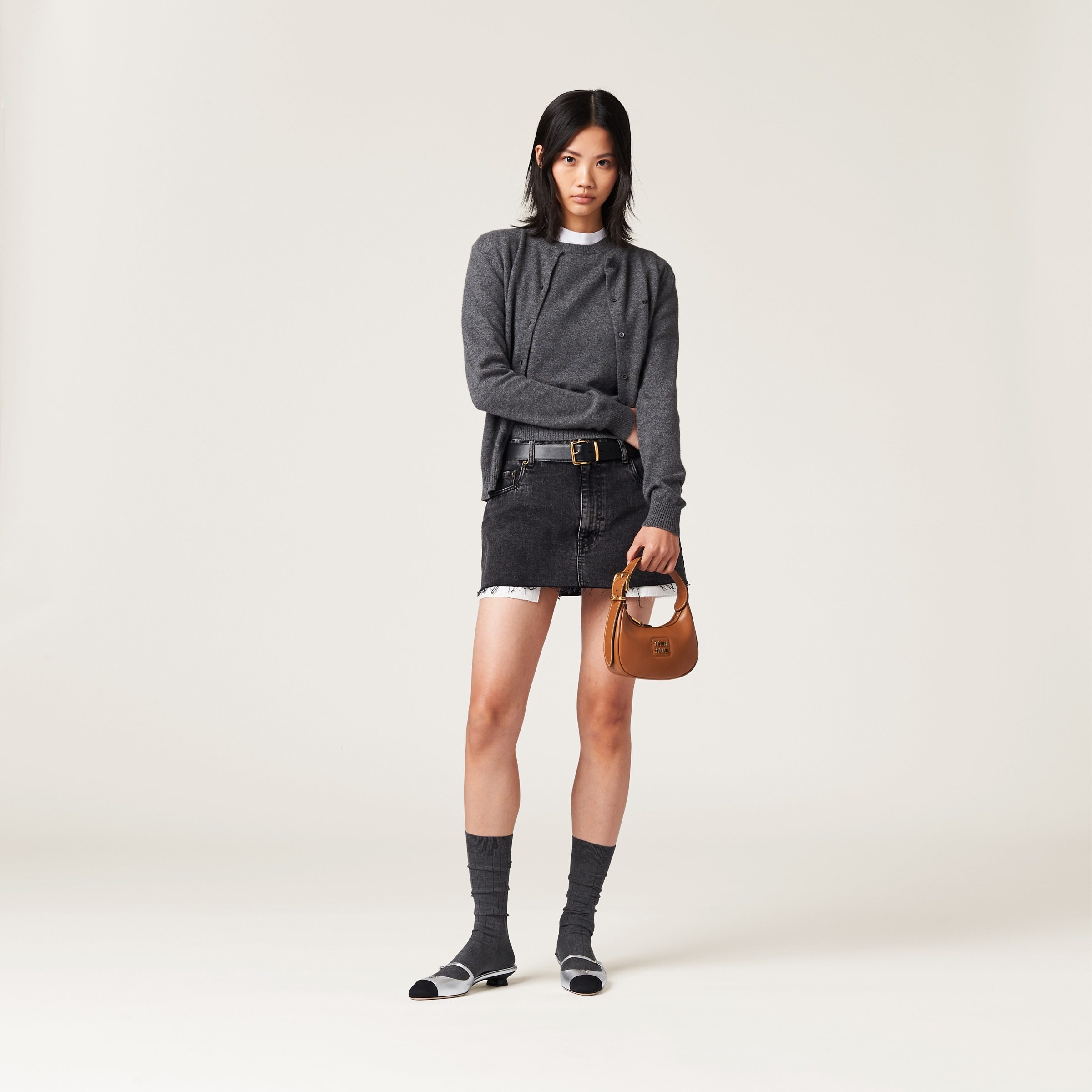 MIU MIU BLACK DENIM MINISKIRT