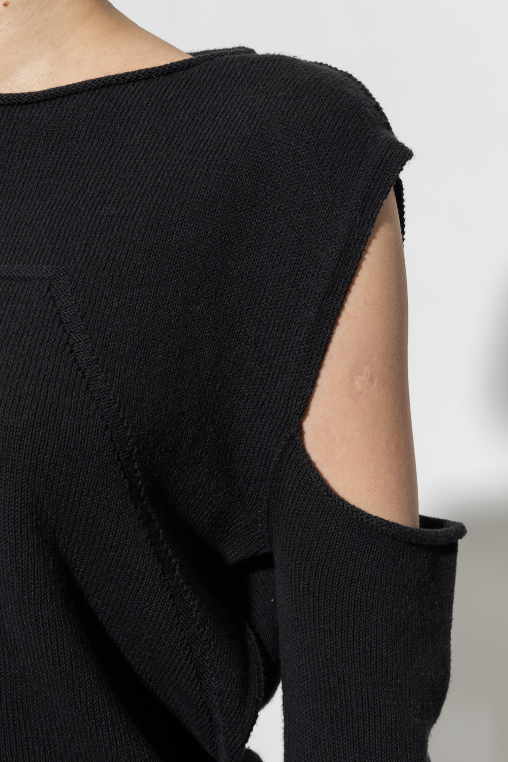 Rick Owens Cut-out Cotton Jumper In Black