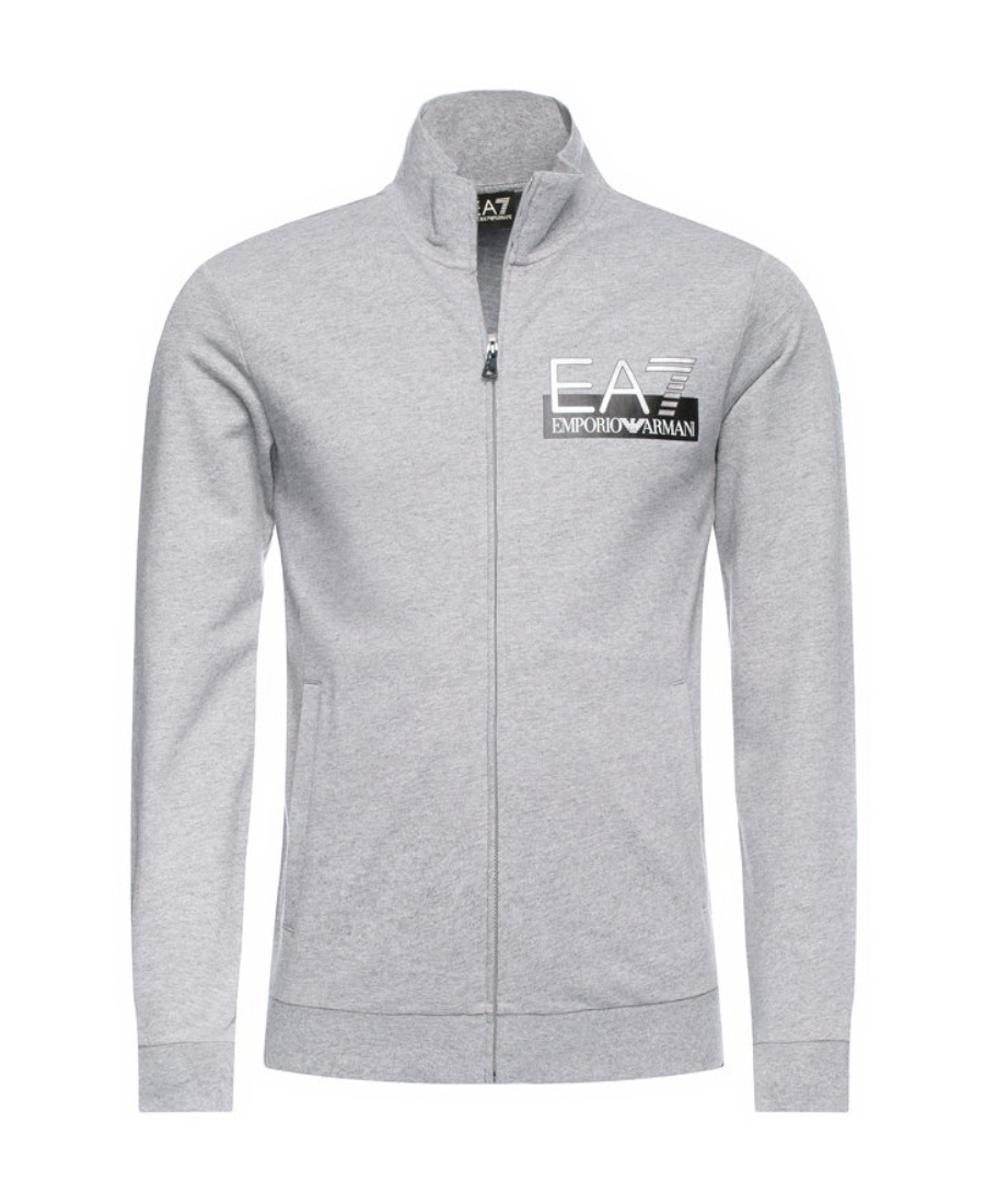 Ea7 Logo Collar Casual Jacket In Gray