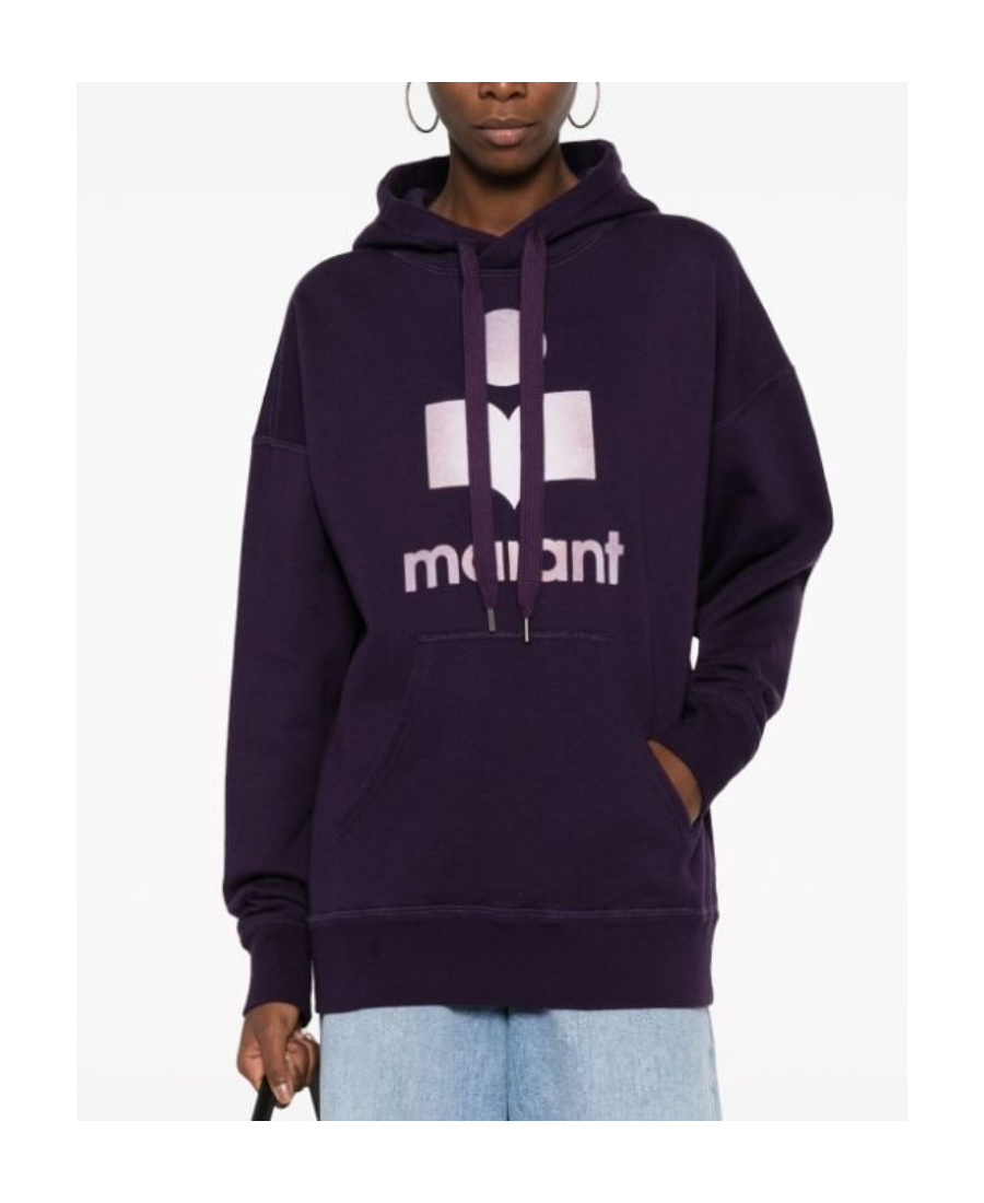 Shop Isabel Marant Étoile Flocked-logo Drawstring Hoodie In Black