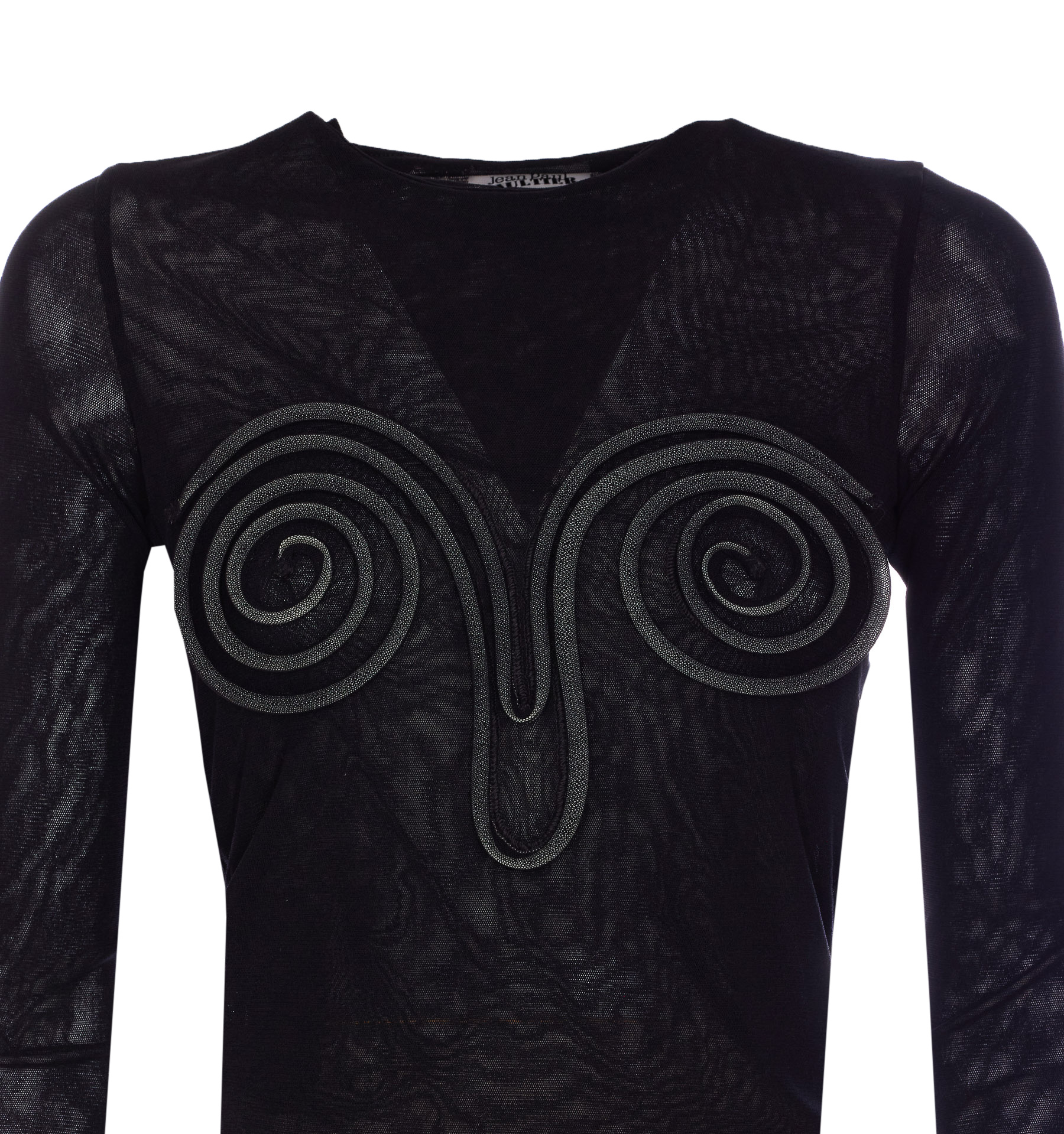 Jean Paul Gaultier Spiral-detail Long-sleeve Top In Black