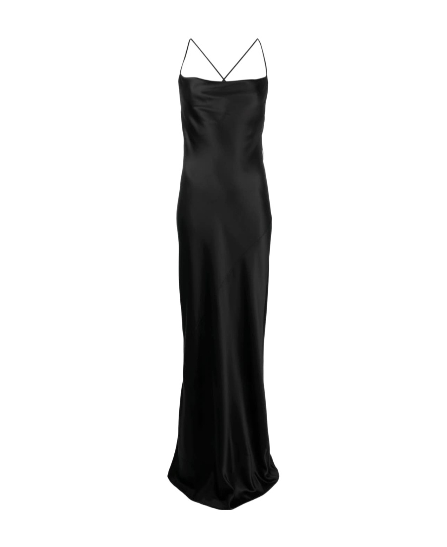 Saint Laurent Silk-satin Gown In Black