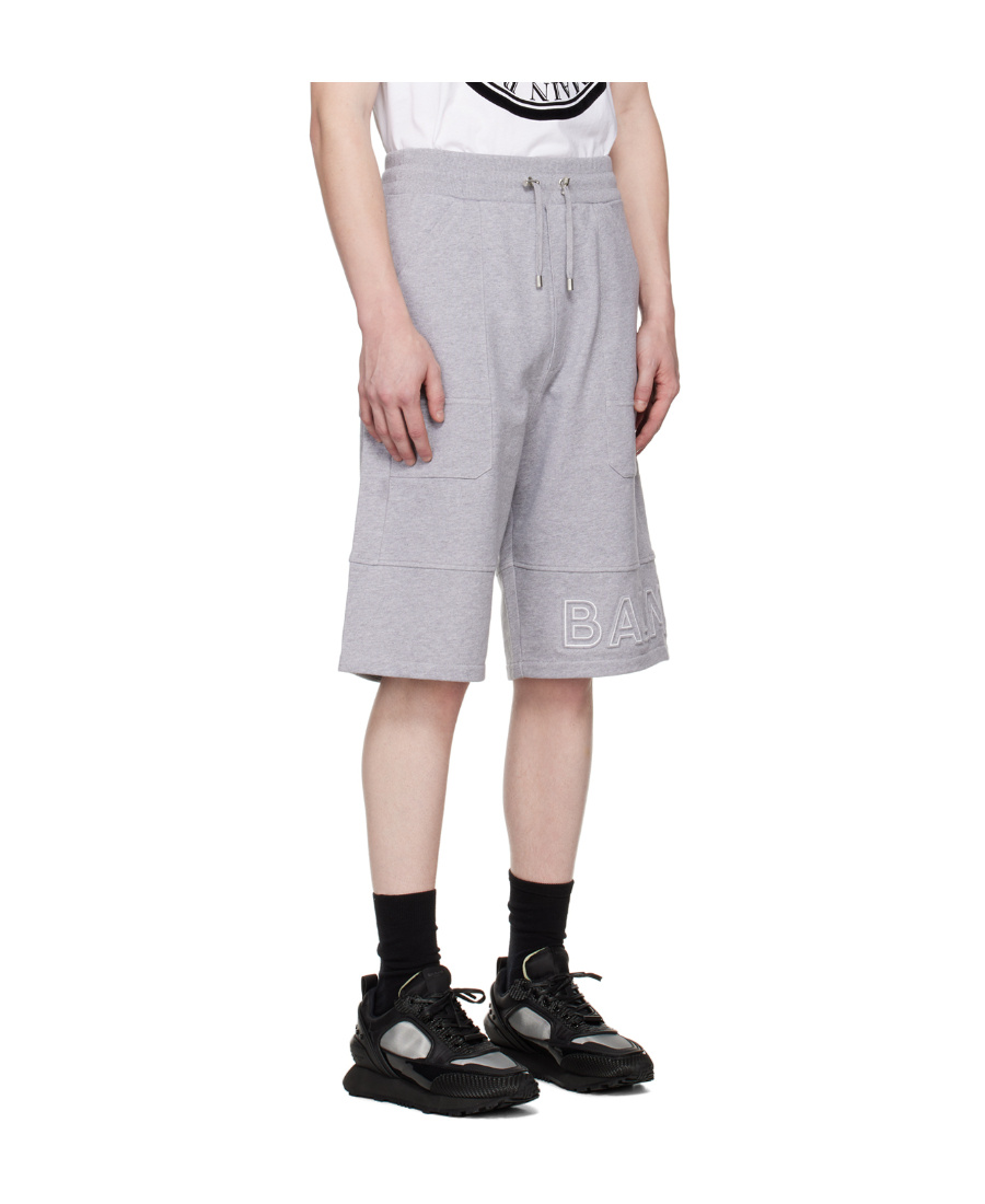BALMAIN LOGO-PRINT COTTON BERMUDA SHORTS