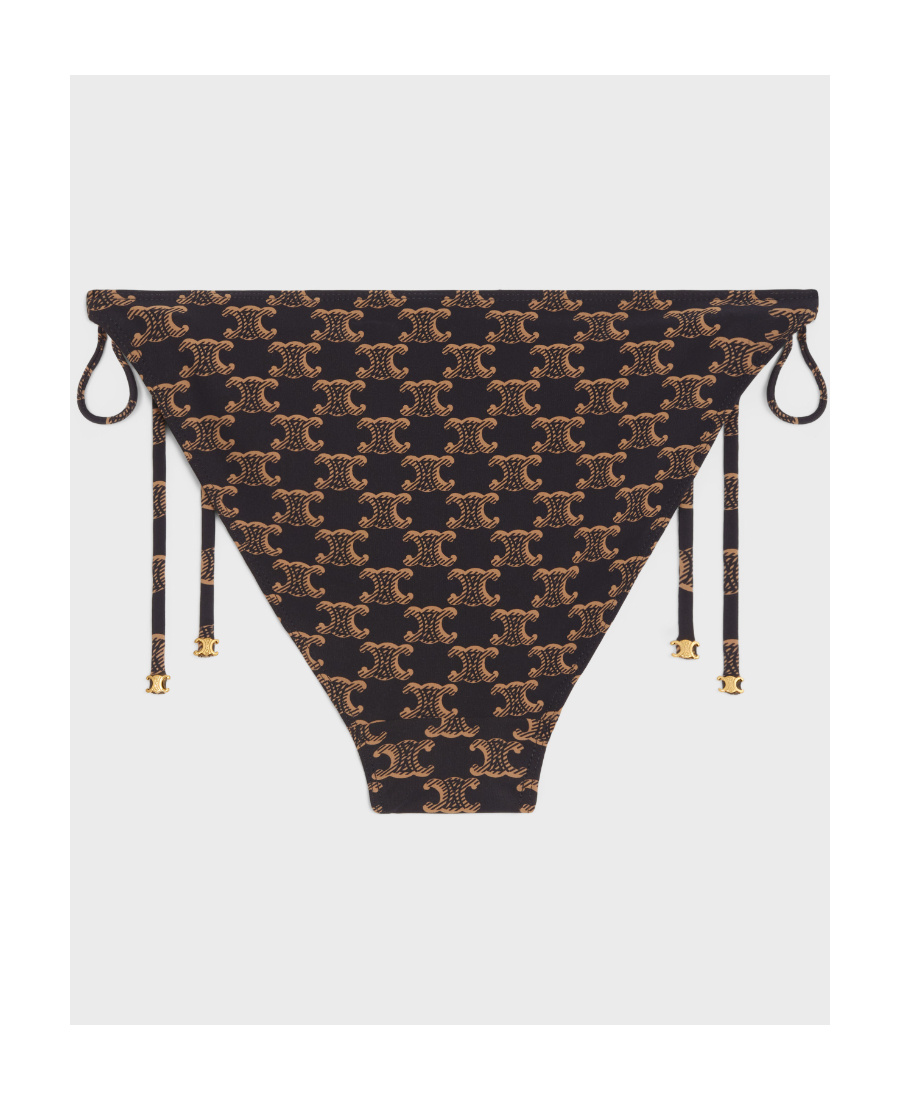 Celine Plain Knitted Letter Pattern Swimming Trunks In Black