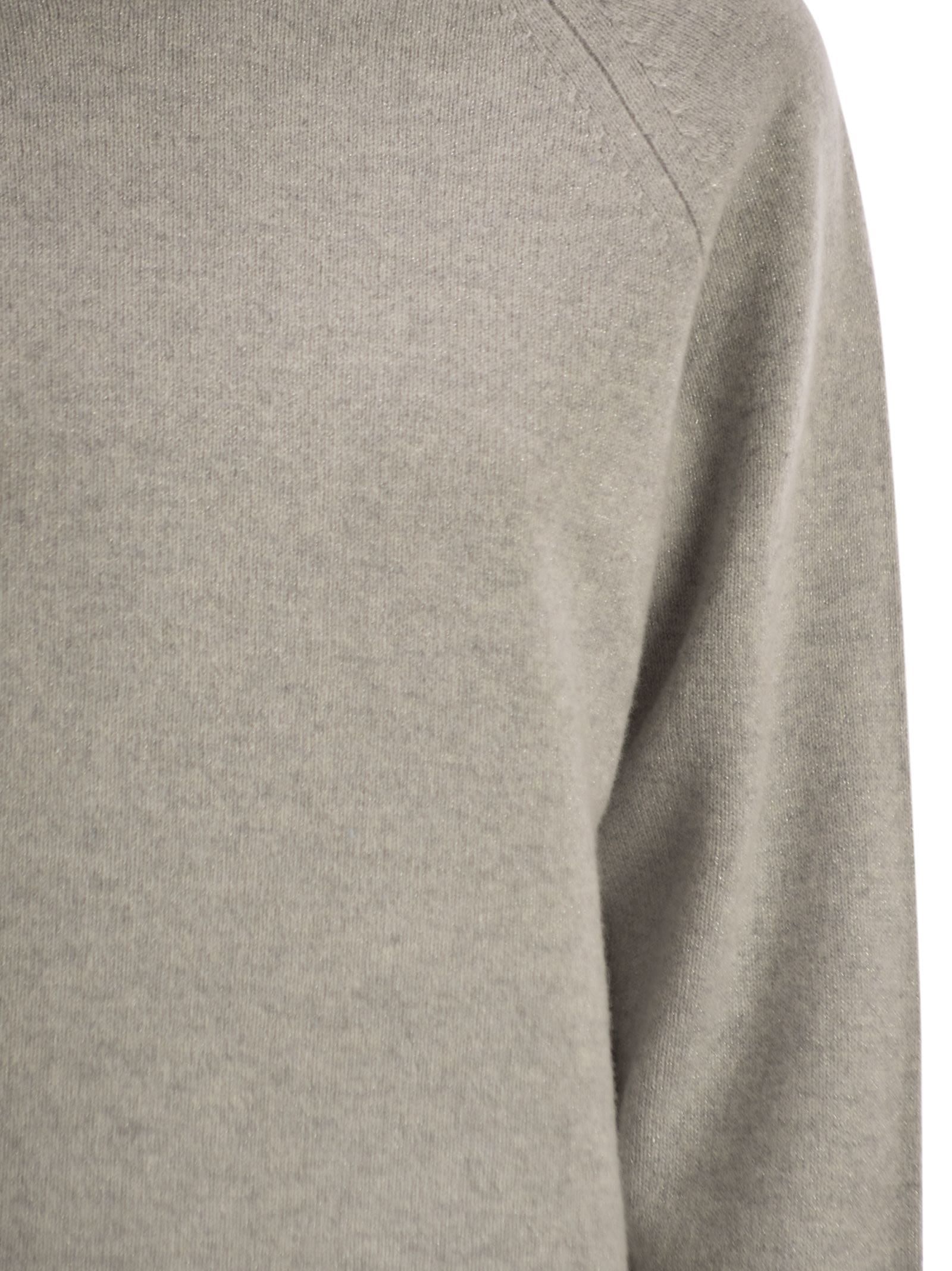 Peserico High-neck Jumper With Lurex In Gray