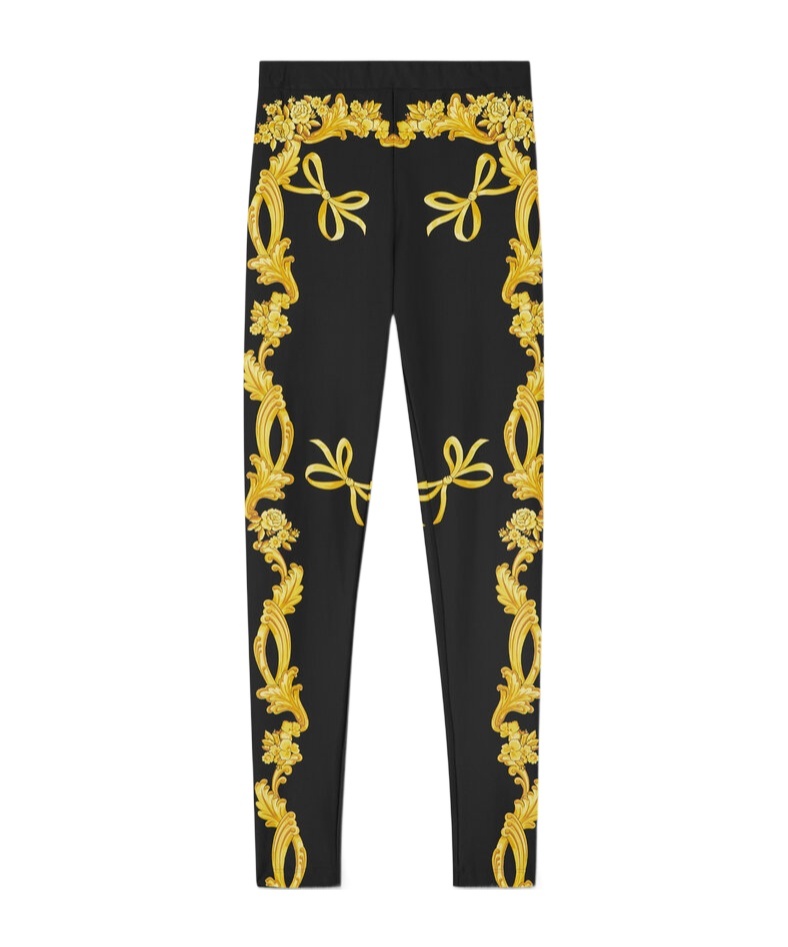 Versace Baroque Print Lycra Leggings In Black