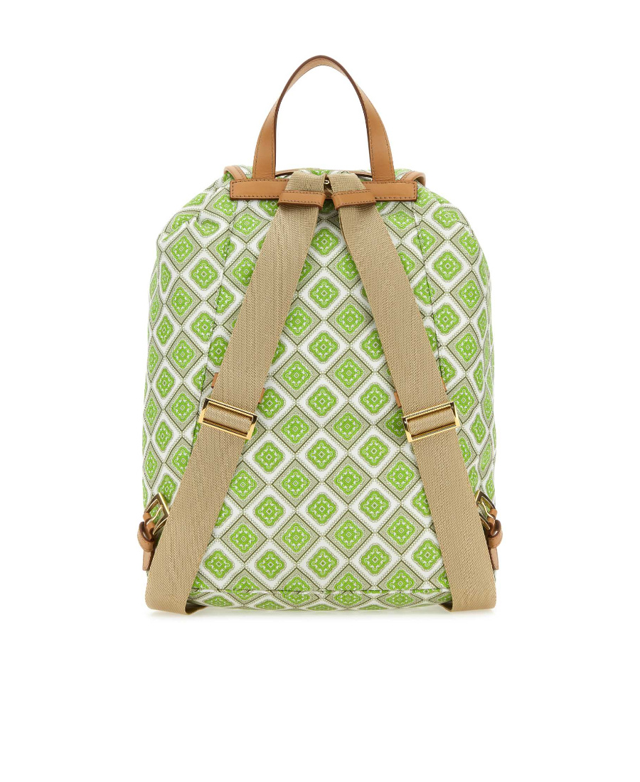 Prada Woman Printed Re-nylon Backpack In Green