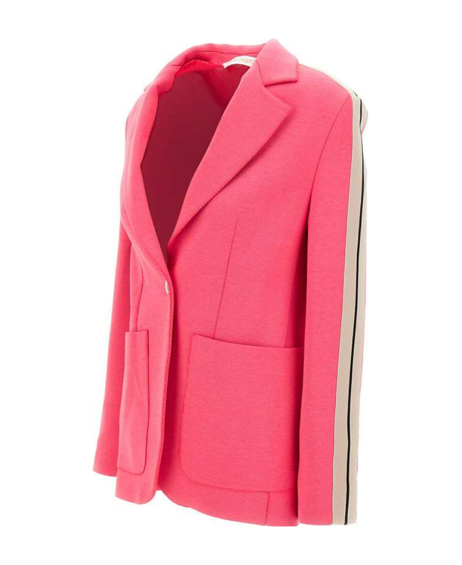 Palm Angels Single Breasted Stripe-trim Blazer In Red