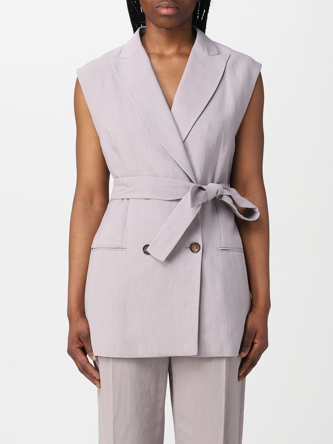 Brunello Cucinelli Double-breasted Sleeveless Blazer In Pink