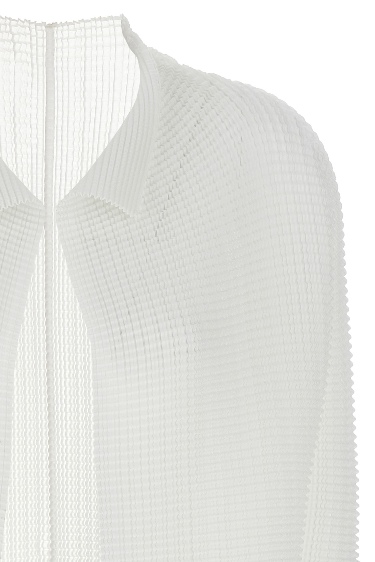 Issey Miyake Wooly Pleats Pleated Long-sleeves Cardigan In White