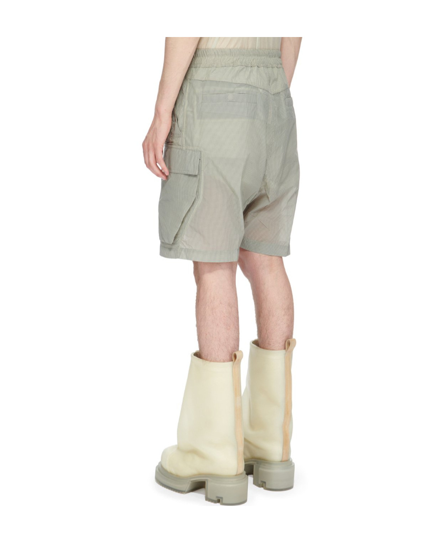 Rick Owens Check-print Drawstring Shorts In Gray