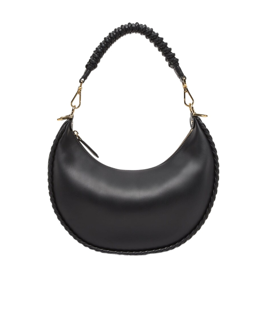 Fendi Graphy Small Leather Bag In Black