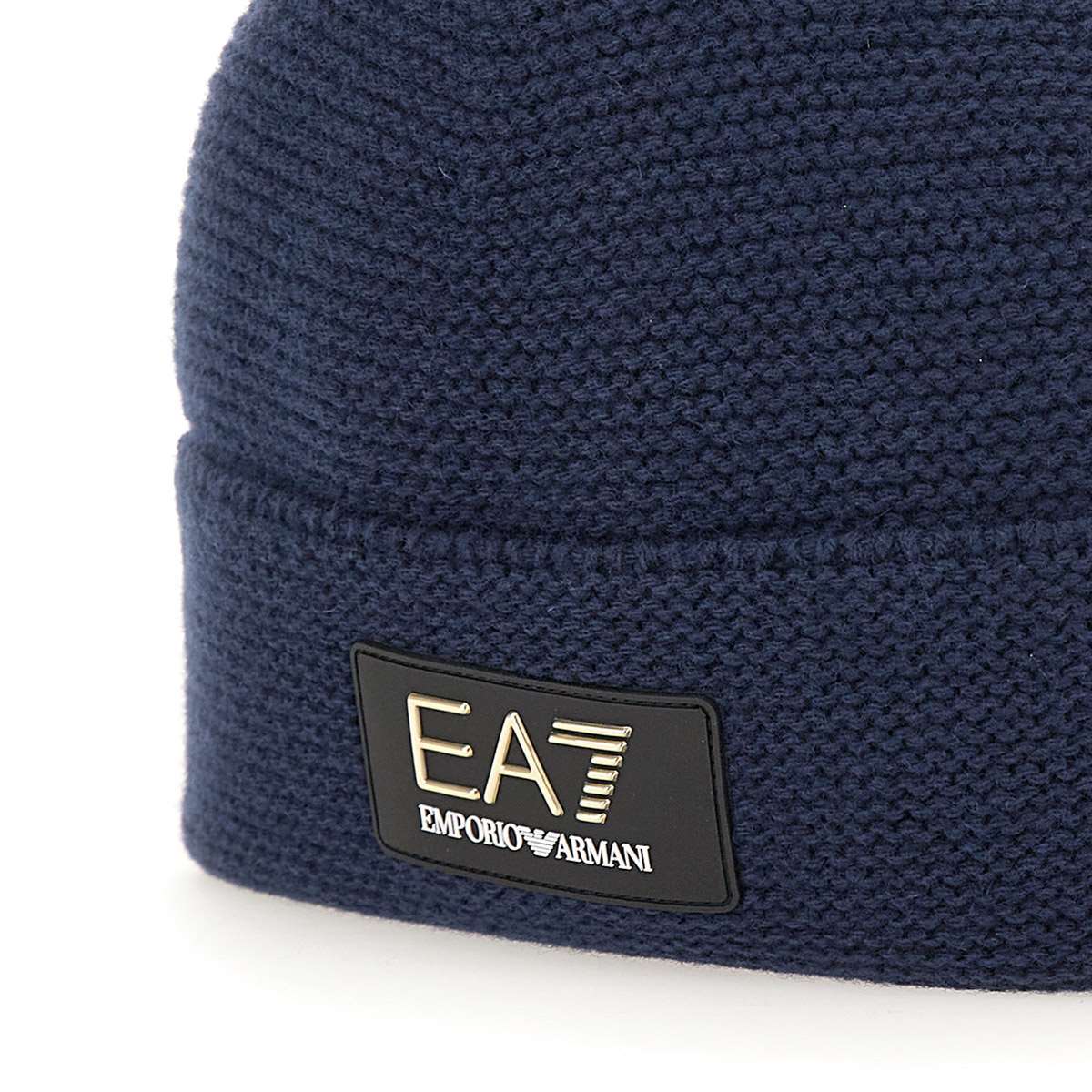 Ea7 Logo-patch Wool-blend Beanie In Black