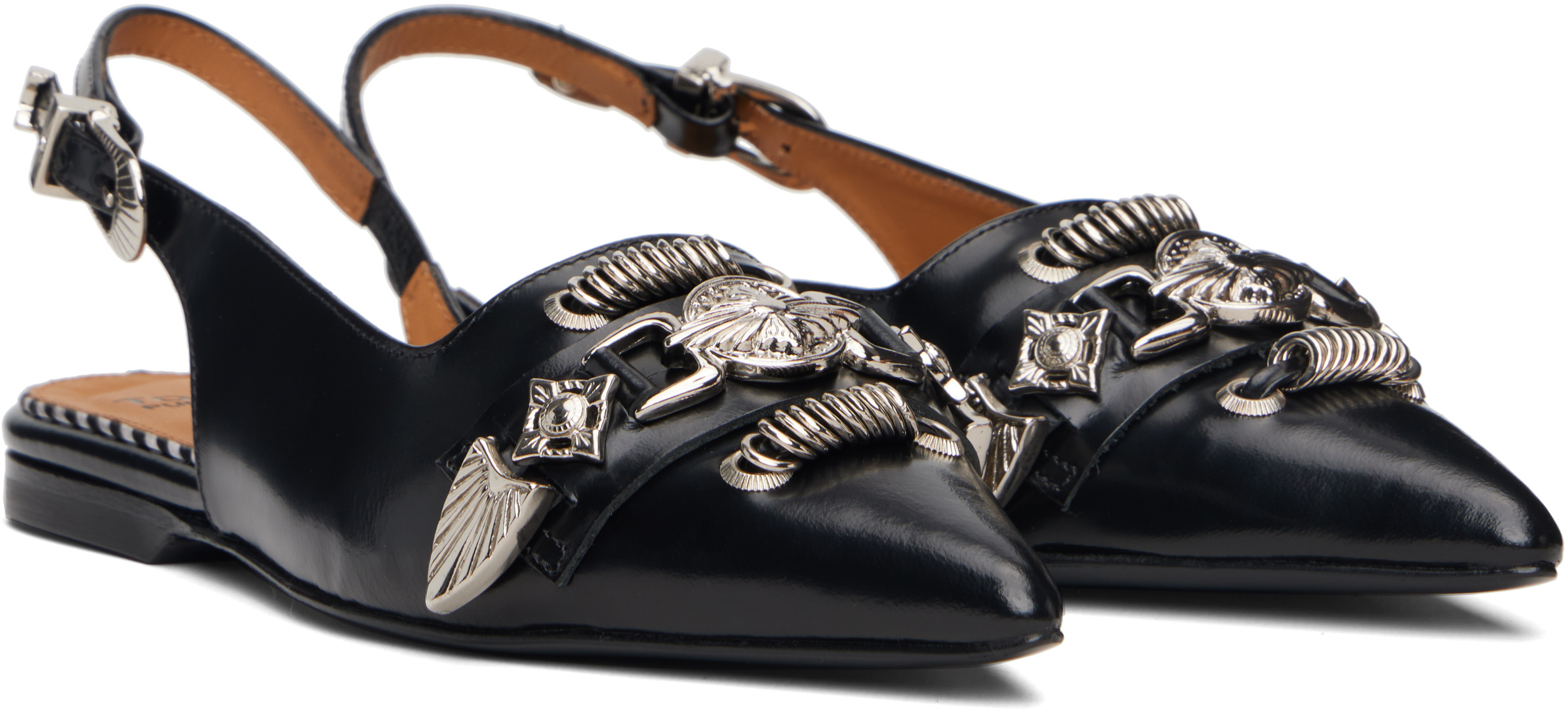 Toga Buckle-embellished Slingback Mules In Black
