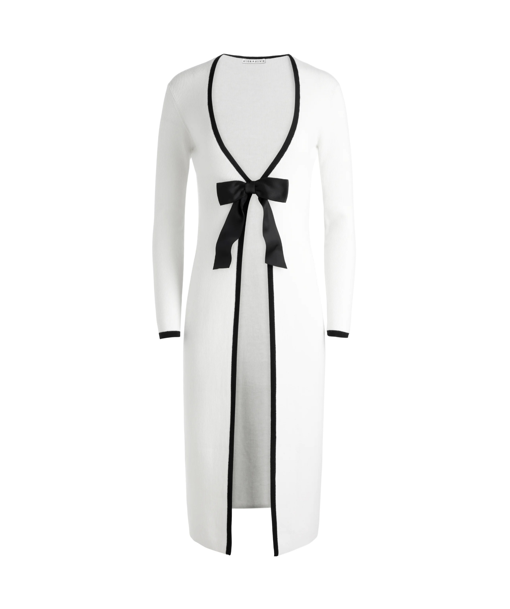 Alice And Olivia Long Cardigan In Beige/black