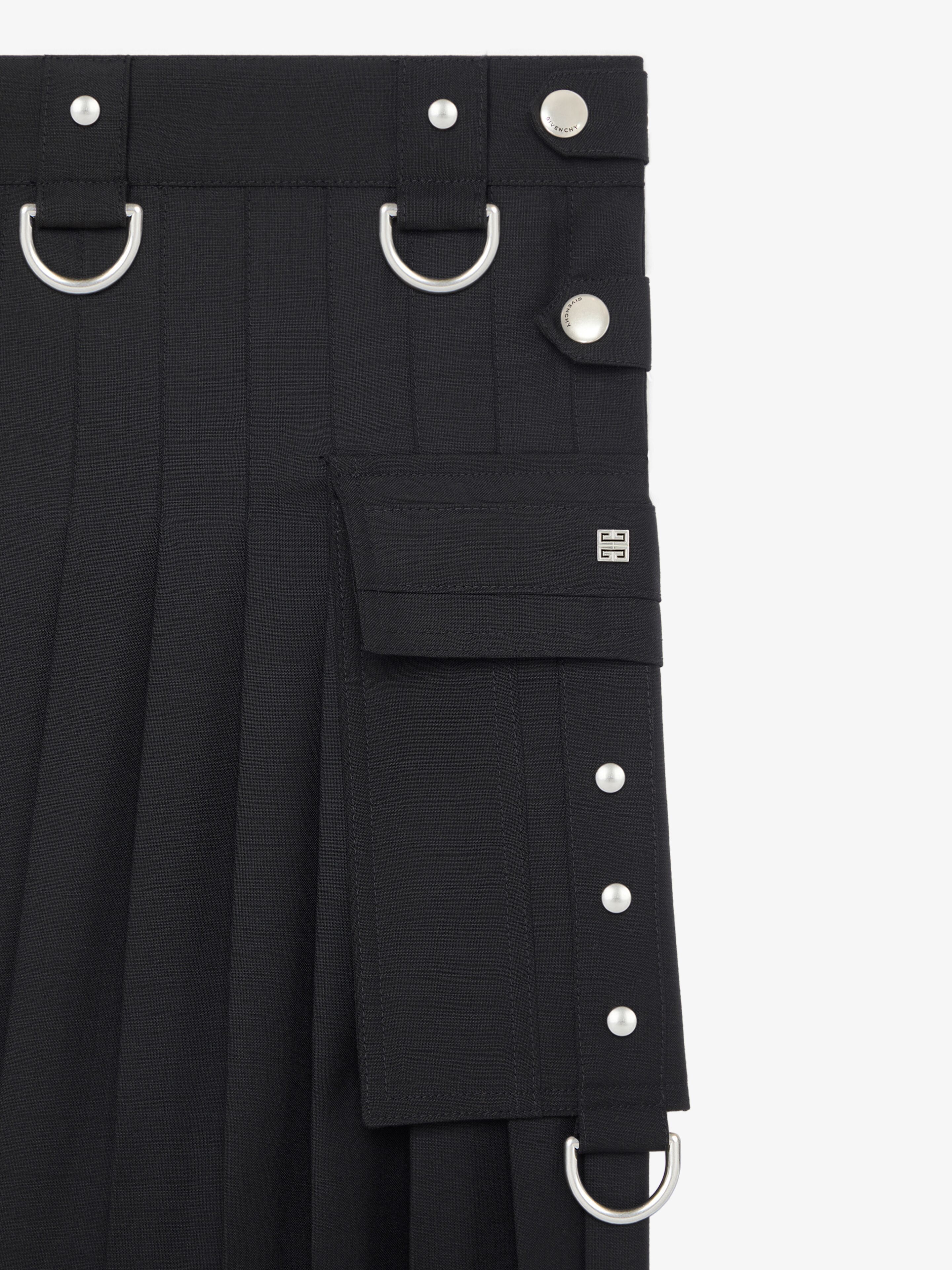 Givenchy Jupe Kilt En Laine Et Mohair In Black