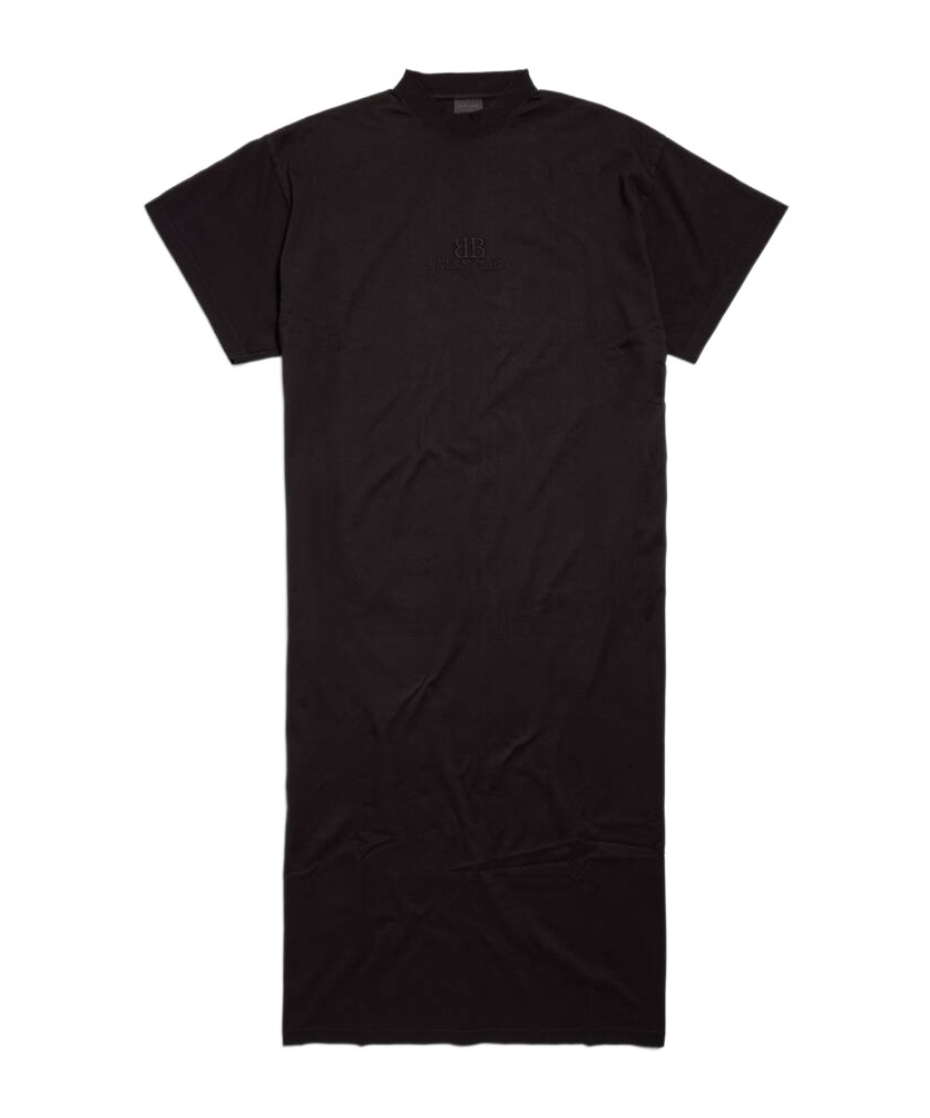 Balenciaga Logo-embroidered T-shirt Dress In Black