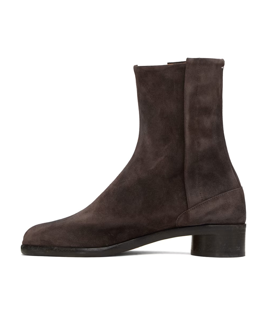 Maison Margiela Man Ankle Boots Dark Brown Size 9 Leather In Black