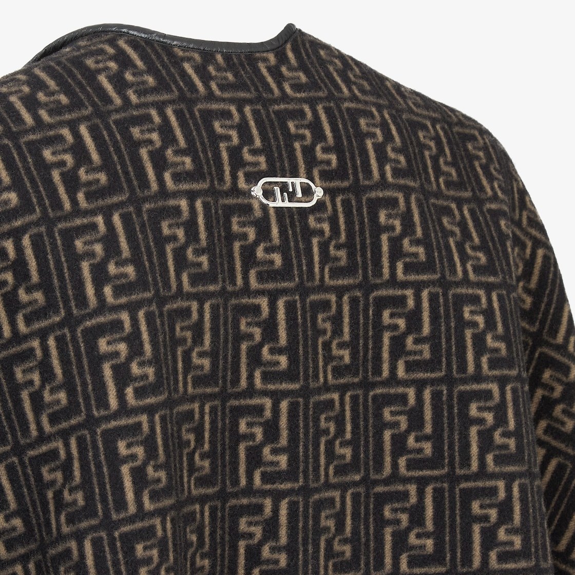 Fendi Ff-motif Fringed Poncho In Black