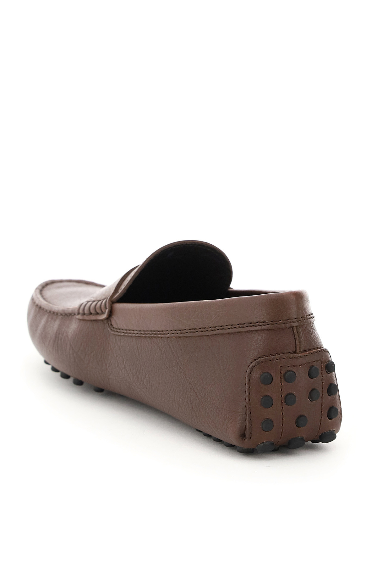 Tod's Almond-toe Pebbled-texture Loafers In Brown