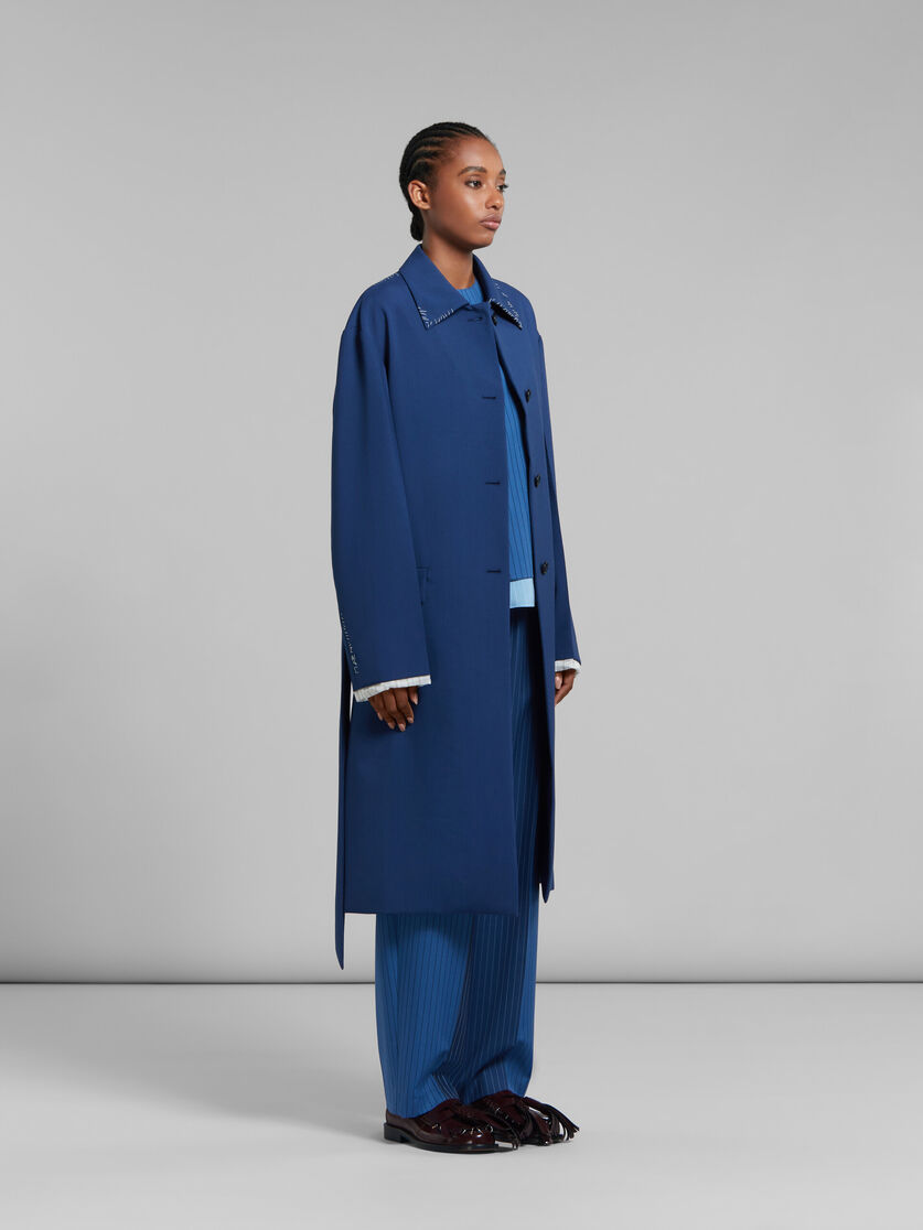 Marni Blue Tropical Wool Trench Coat