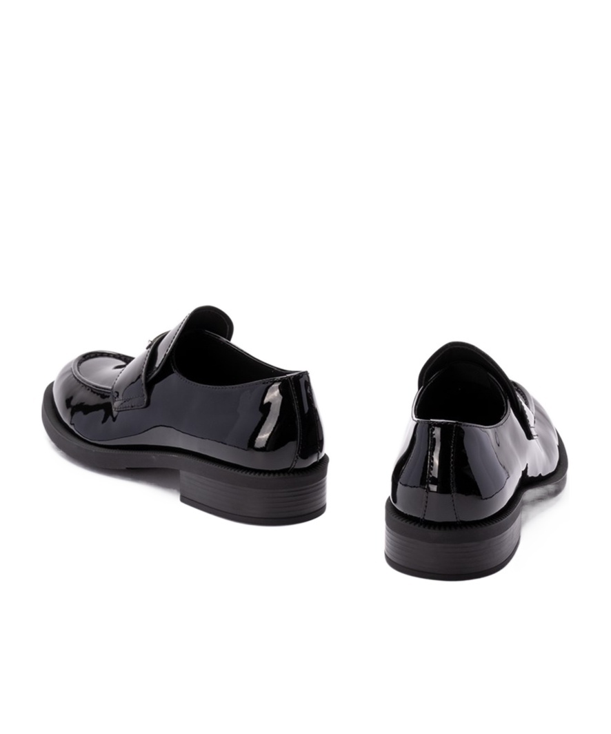 Prada Chocolate Moccasin In Black Patent Leather Men