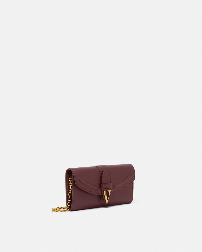 Versace Logo-detail Leather Clutch In Burgundy