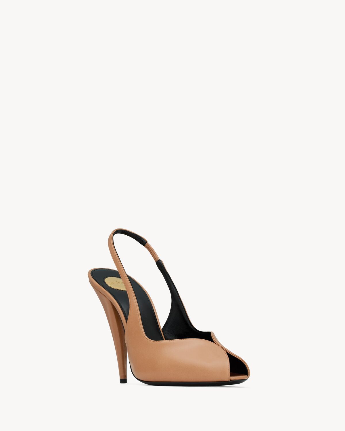 Saint Laurent Page Slingback Pumps In Smooth Leather In Brown