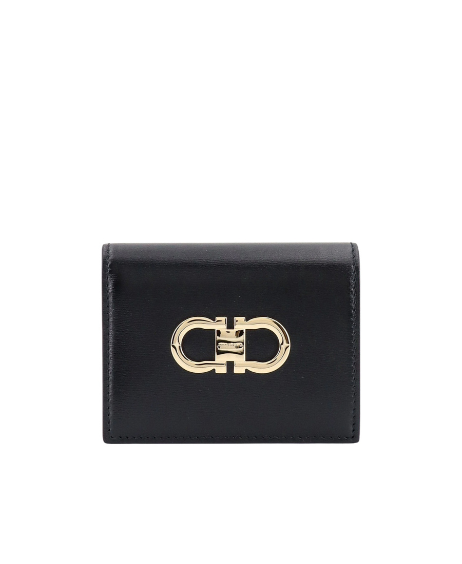 Ferragamo Compact Wallet Gancini In Black