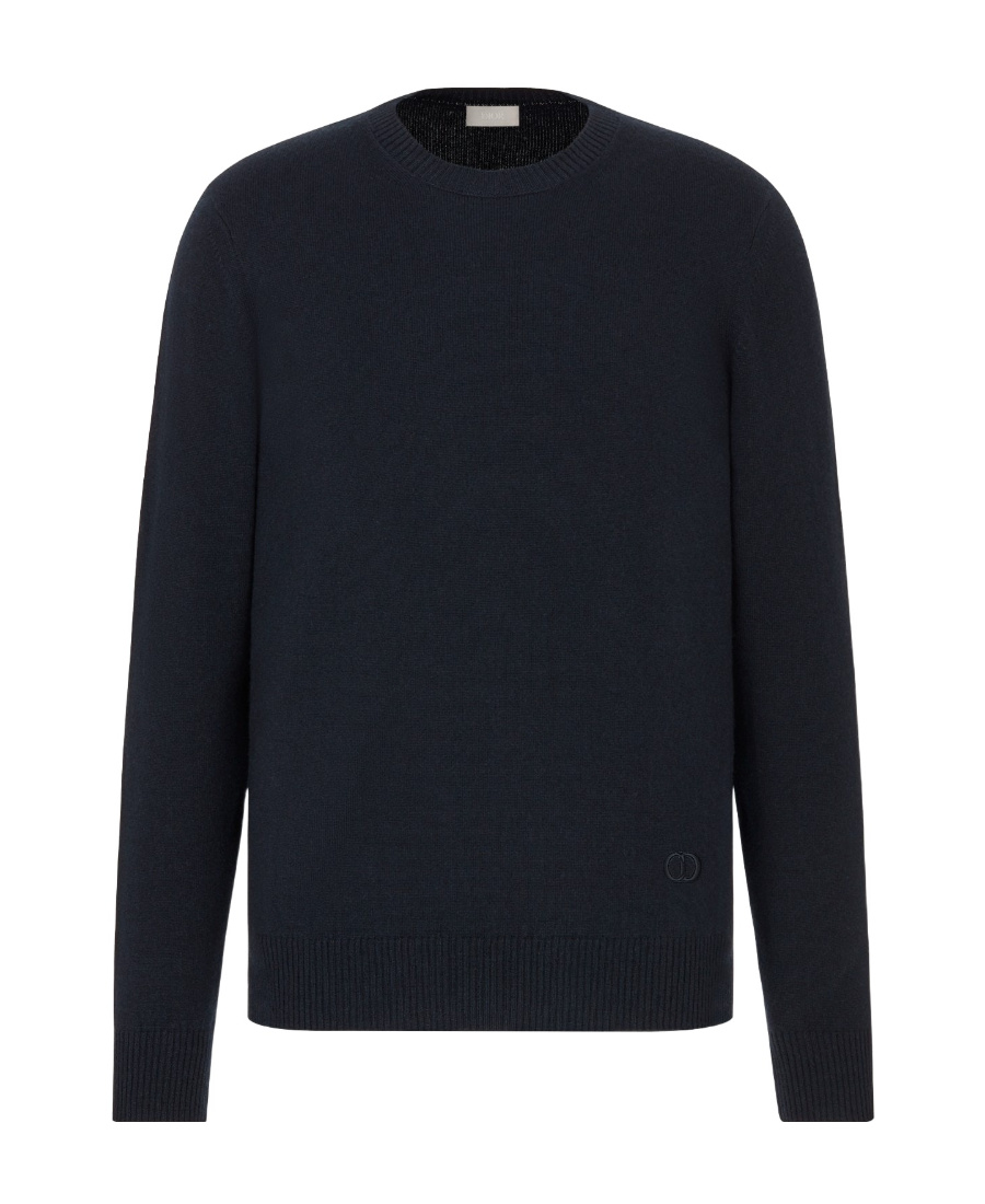 Dior Round Neck Cashmere Sweater In Dark Blue
