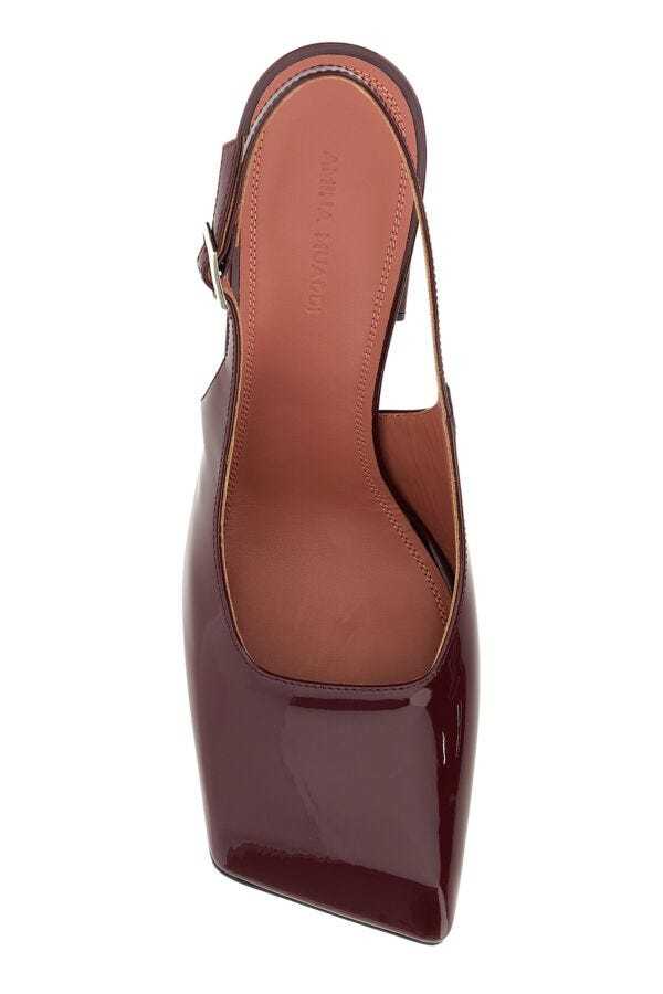 Amina Muaddi Grape Leather Charlotte Pumps In Brown