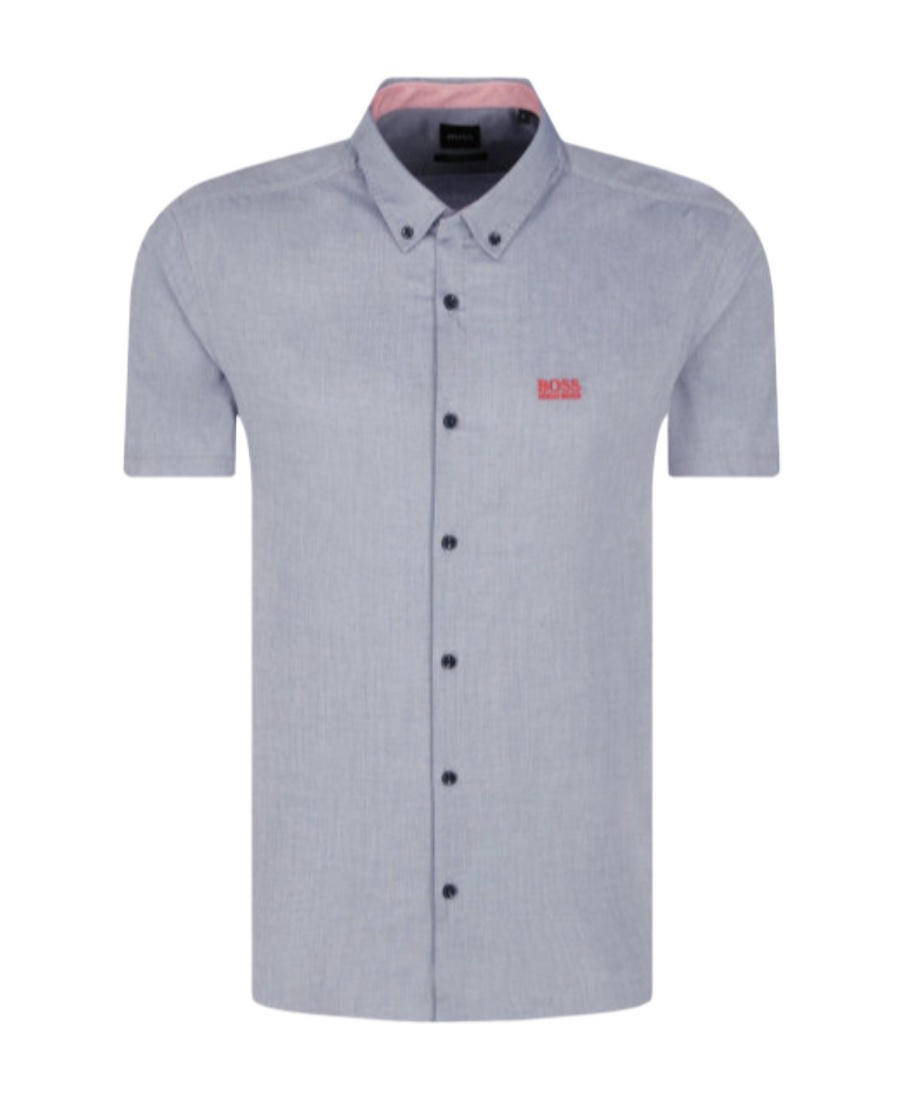 HUGO BOSS GRAY LOGO DETAIL SHORT-SLEEVED SHIRT