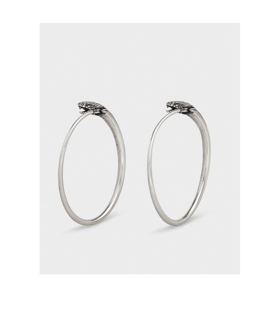 Celine Snake Head Pattern Earrings In White