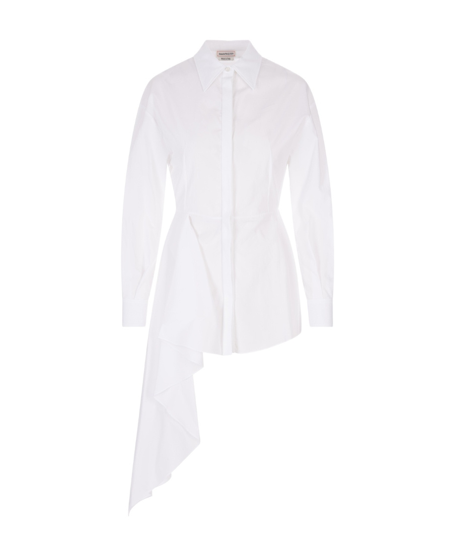 Alexander Mcqueen Long-sleeve Asymmetric Shirt In White
