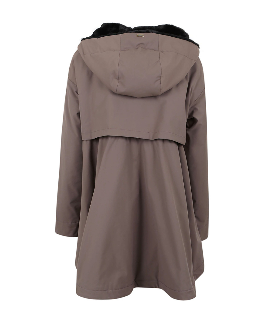 Herno Delon Zip-up Parka Coat In Brown