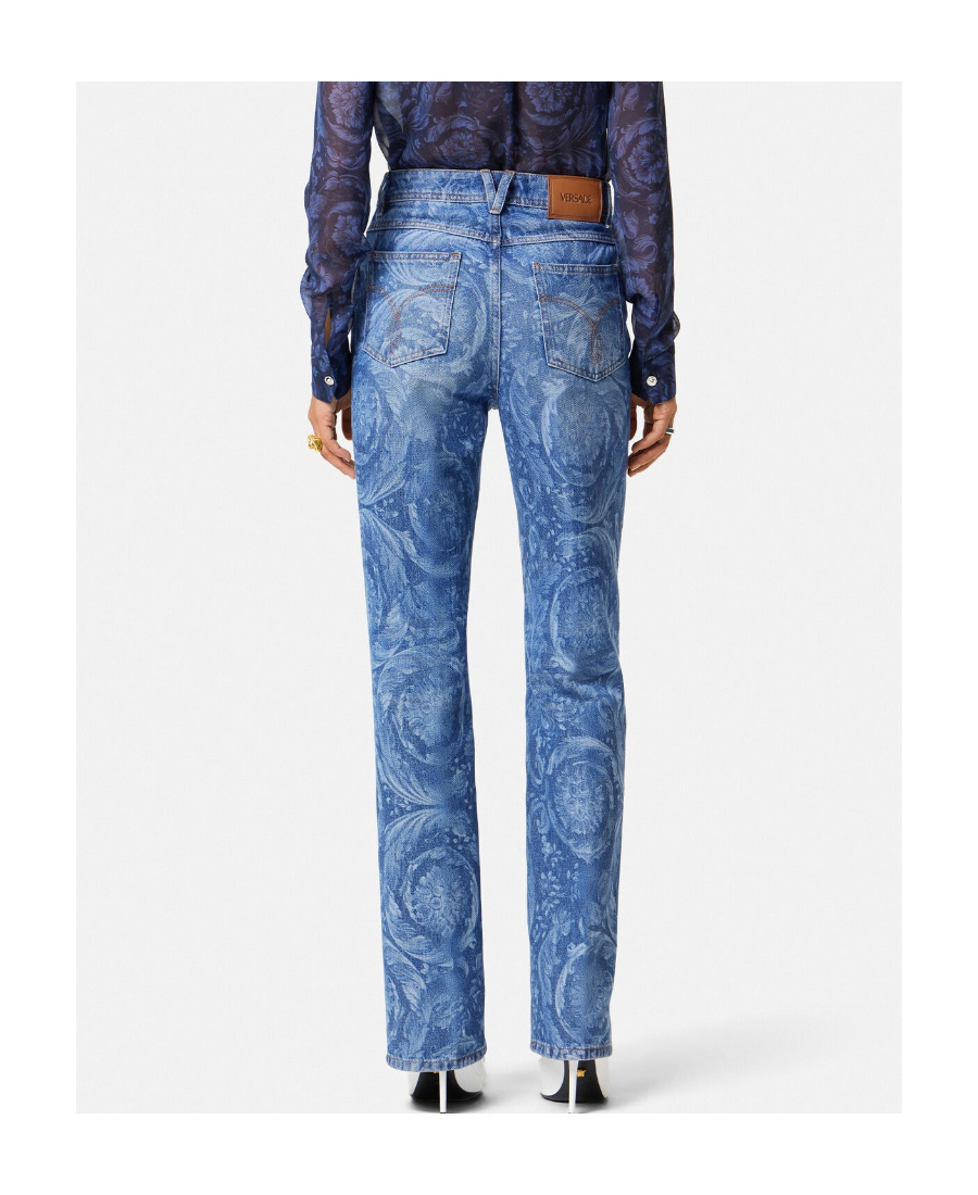 Versace Logo-patch Denim Jeans In Blue