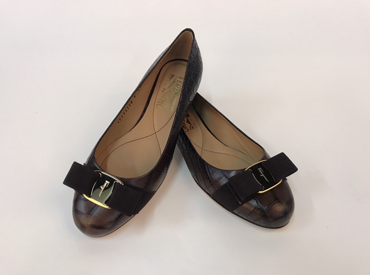 Ferragamo Bowknot Ballet Shoes In Black