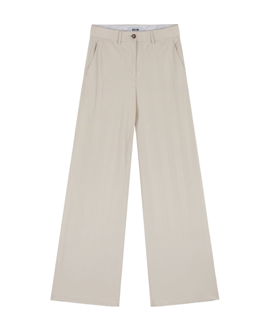 Msgm High-waisted Straight-leg Trousers In White