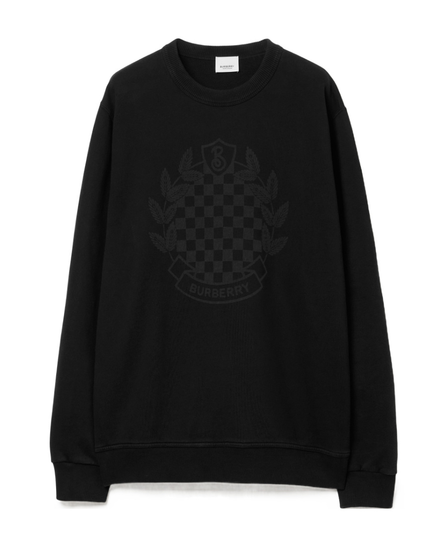 Burberry Chequered-crest Cotton Sweatshirt In Black