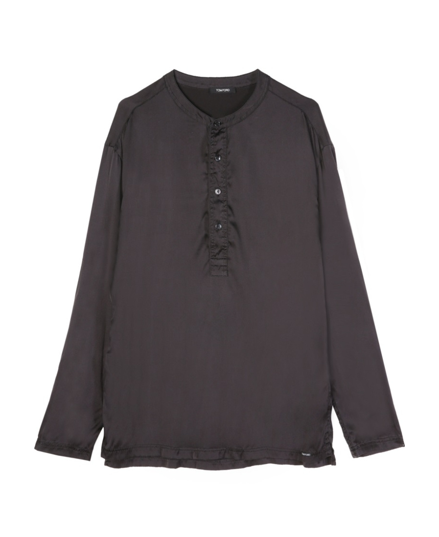 Tom Ford Silk-blend Pajama Shirt In Black