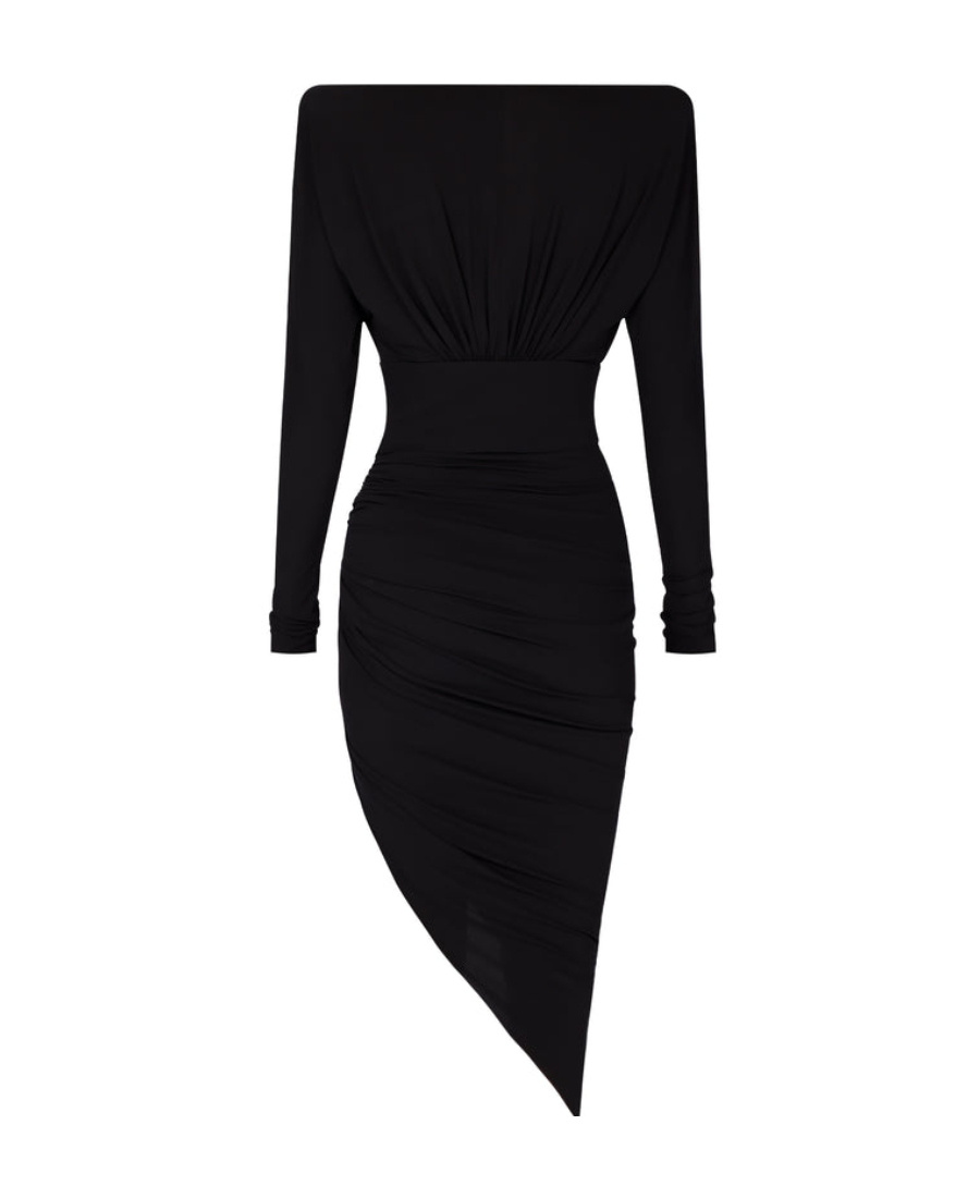 Alexandre Vauthier Asymmetric Midi Dress In Black