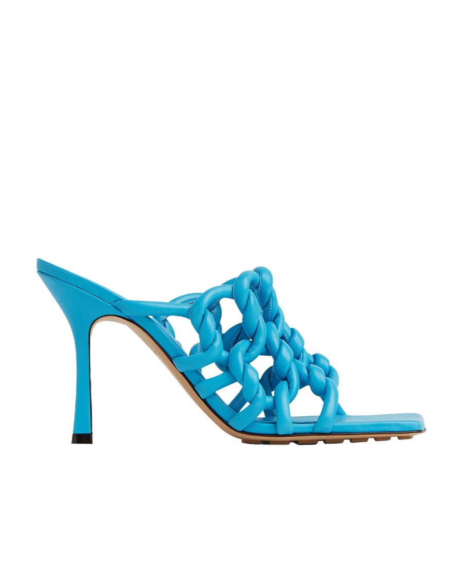 Bottega Veneta 100mm Twisted Interwoven Leather Sandals In Blue