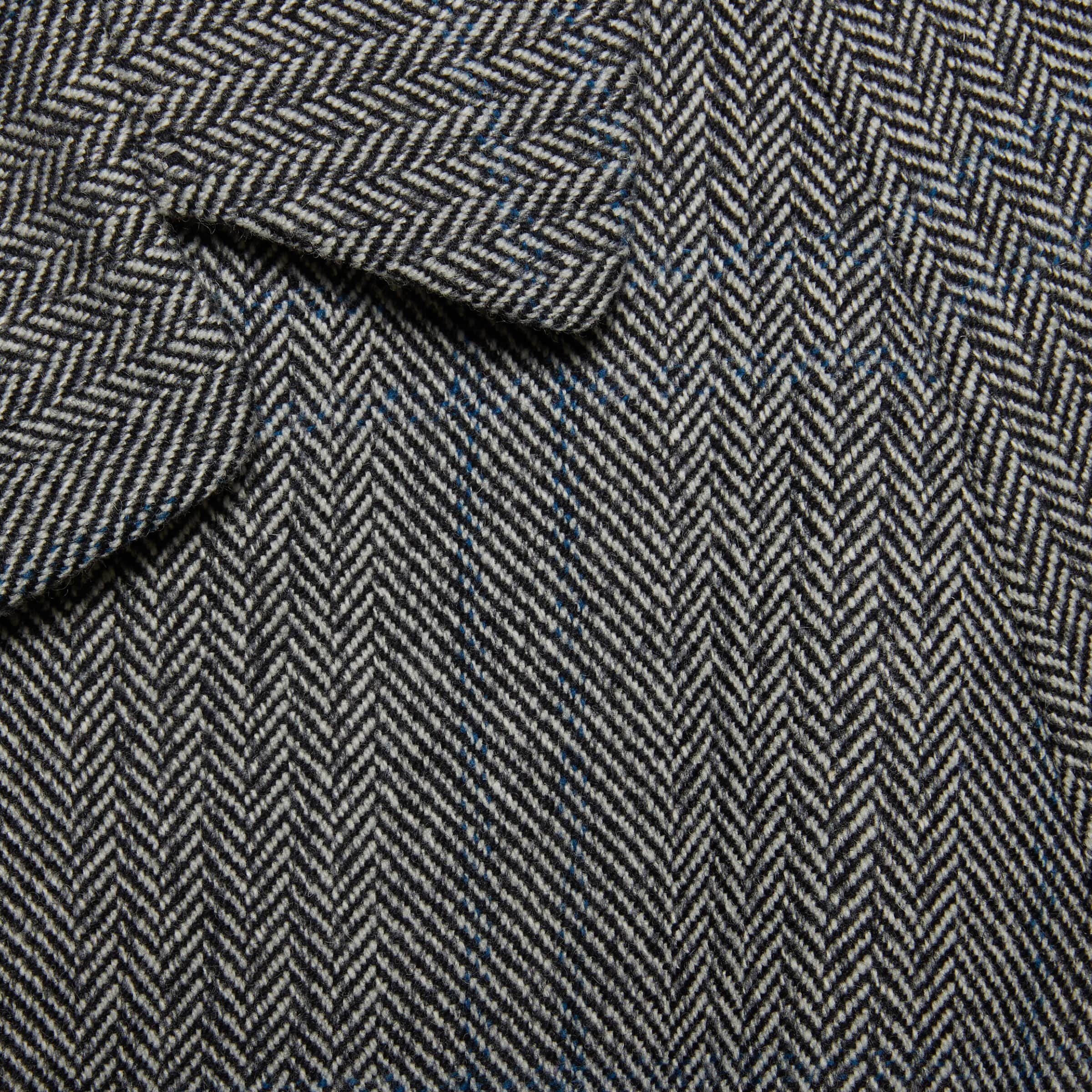 Gucci Long Houndstooth Wool Coat With Peaked Lapels In Gray