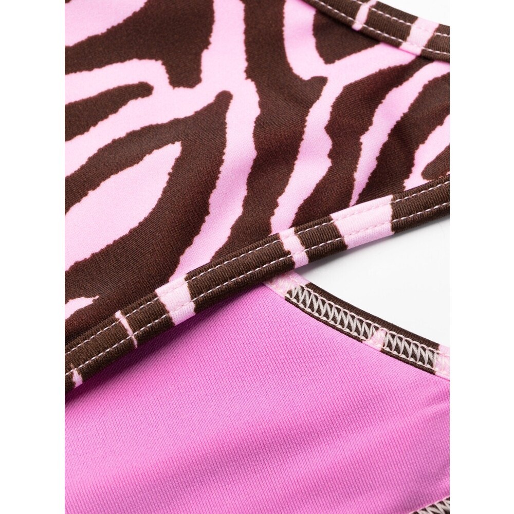 Attico Zebra-print Bikini In Pink