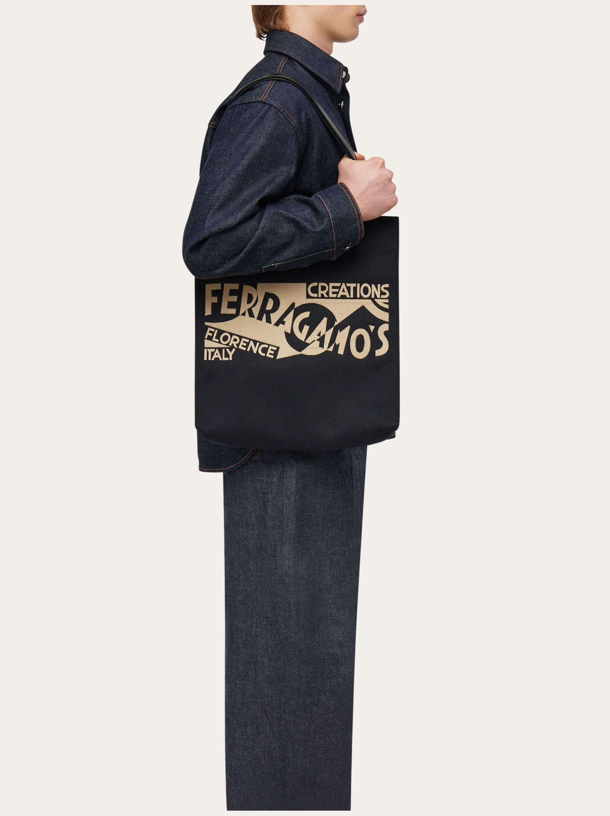 Shop Ferragamo Large Logo Shoulder Bag In Black