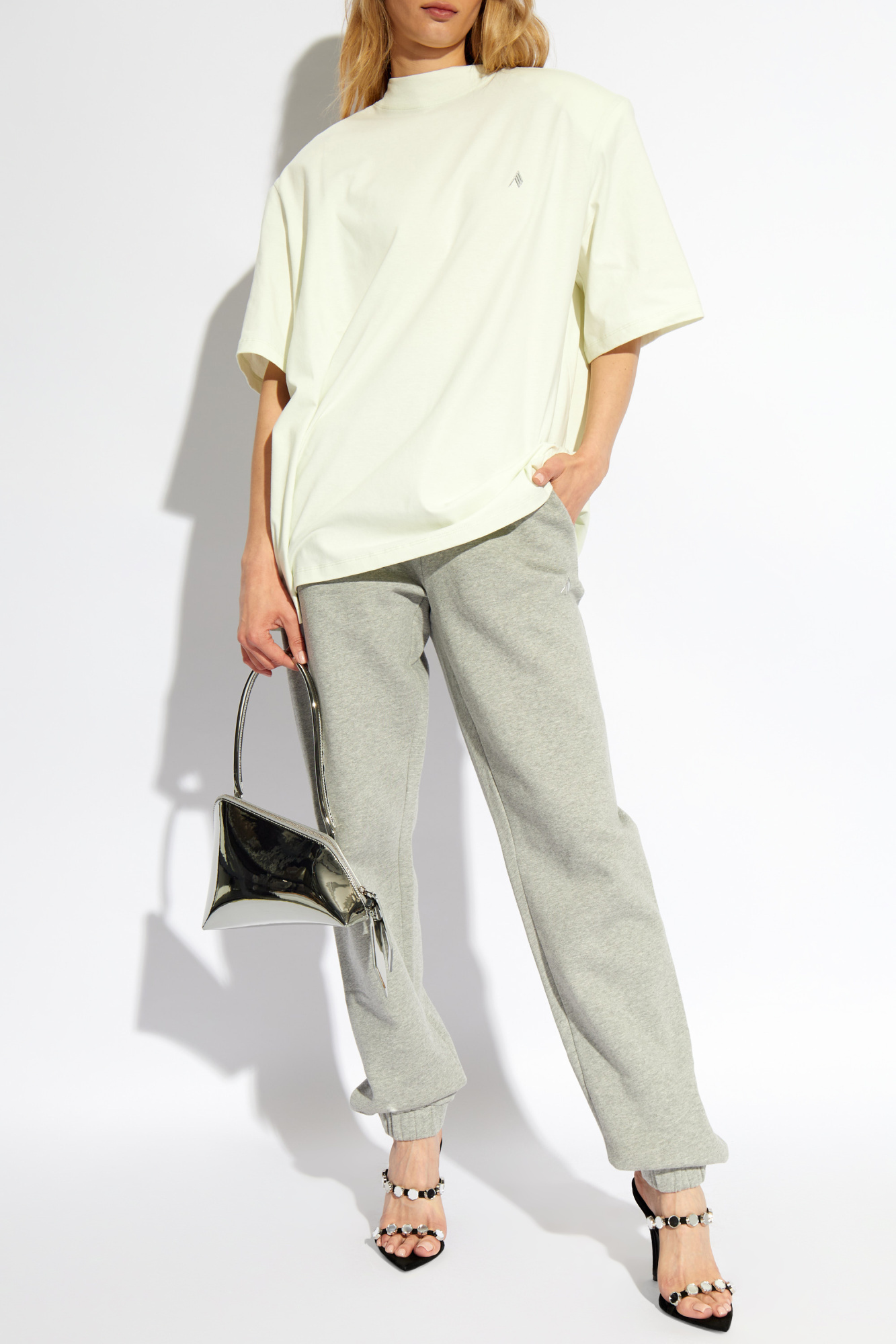 Attico Jogger Grey Cotton Pants In Gray