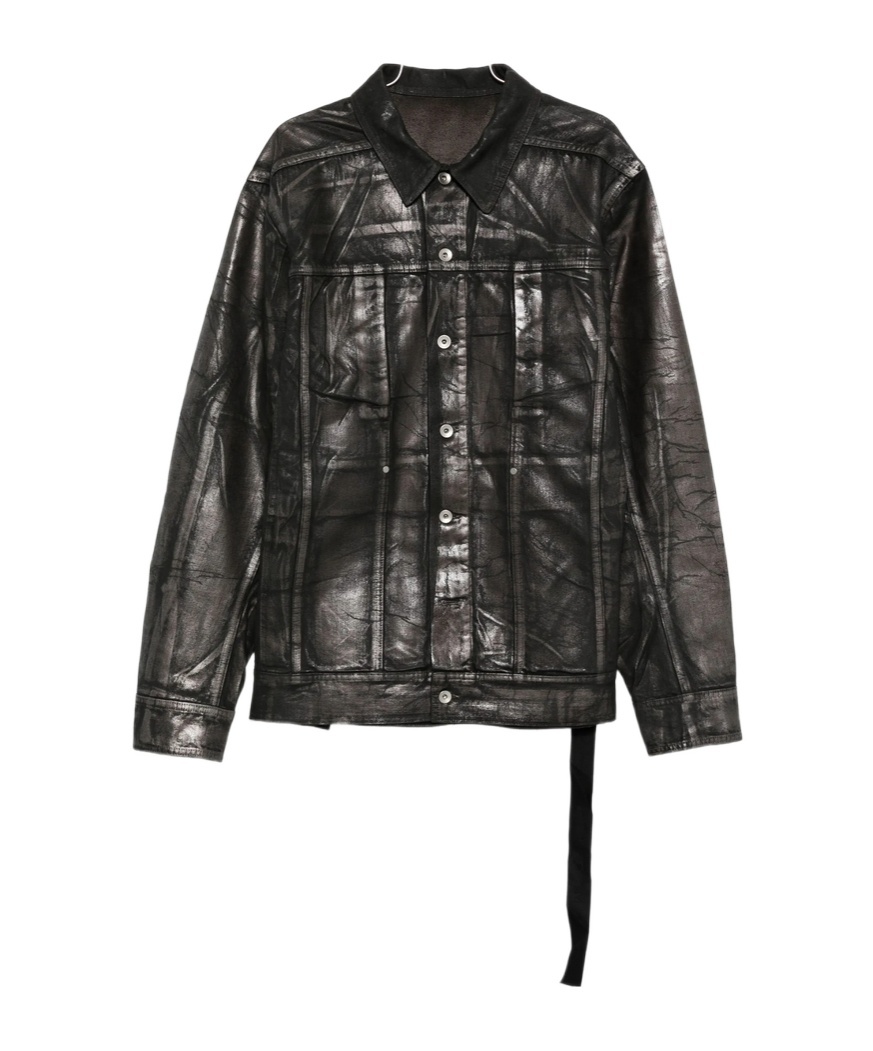 Rick Owens Drkshdw Jumbo Metallic-effect Denim Jacket In Black