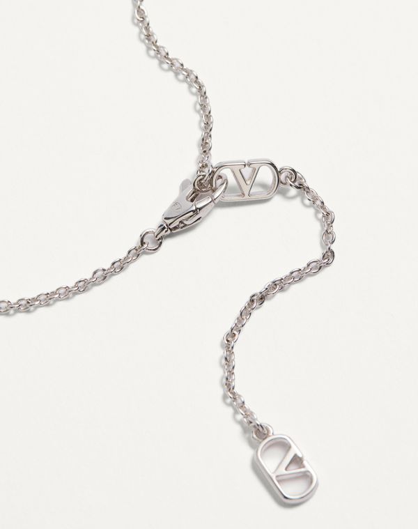 Valentino Logo Necklace In Gray
