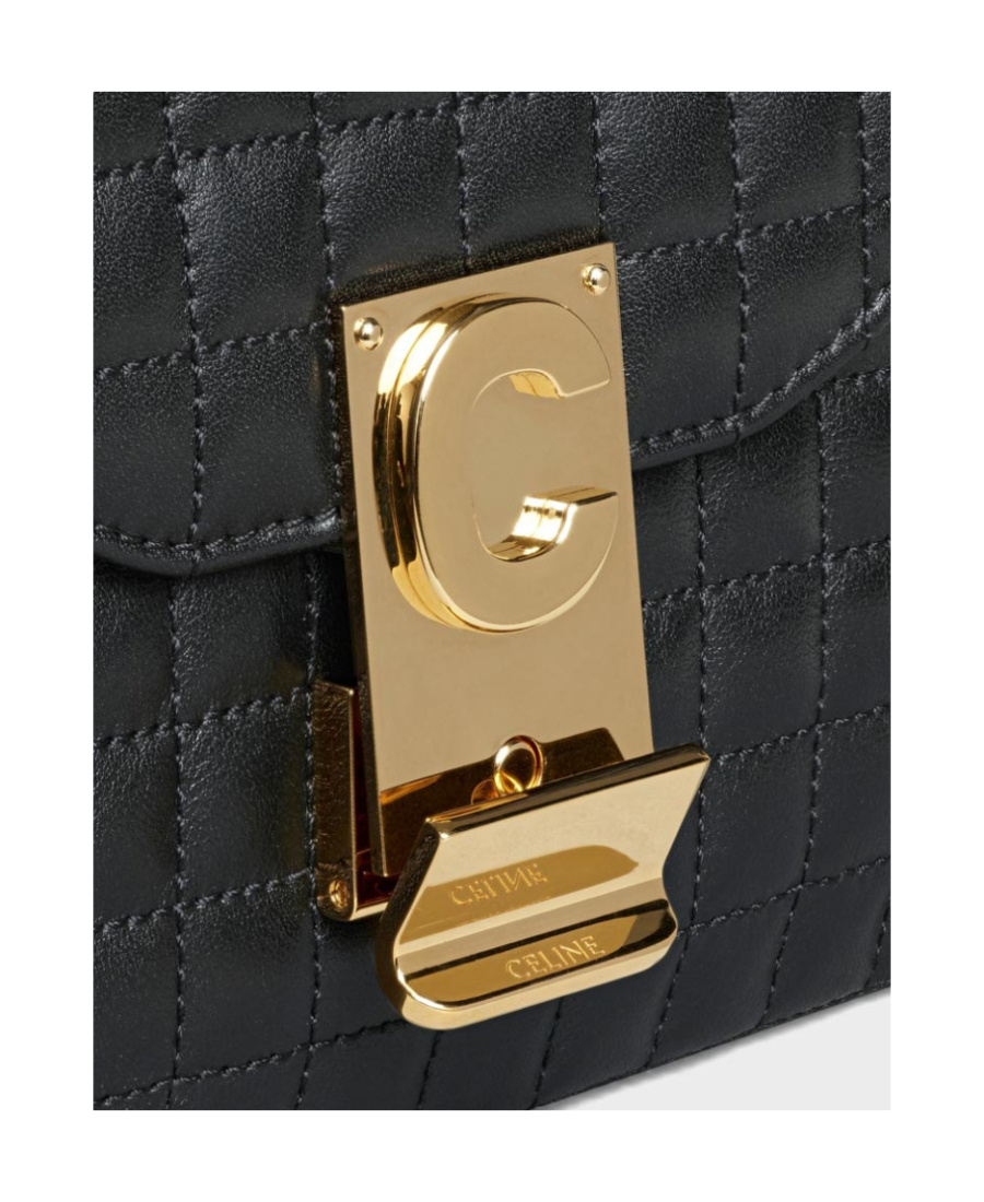 Celine C Bag Medium Cow Leather Quilted Handbag In Black