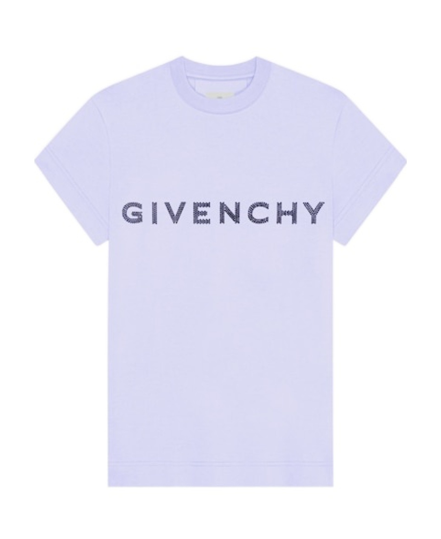 Givenchy Water Drill Cotton Slimming T-shirt In Blue